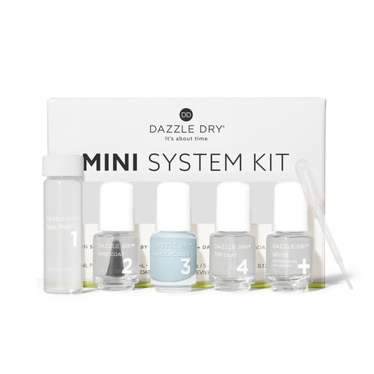 Checkmate Mini Kit - Mini Nail Prep Bottle, Mini Base Coat Bottle, Checkmate Mini Nail Lacquer Bottle, Mini Top Coat Bottle, Mini Revive Bottle