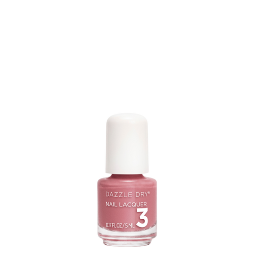 A bottle of Dazzle Dry Nail Lacquer in shade 3, featuring a dusty rose pink color with a white cap, set against a plain white background.