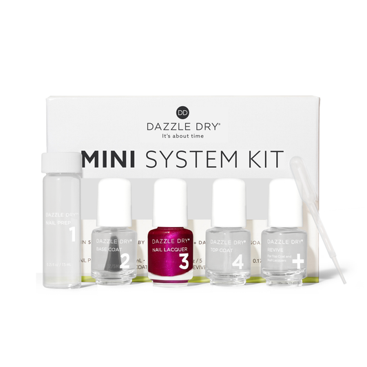 Kaleidoscope Mini Kit -Mini Nail Prep Bottle, Mini Base Coat Bottle, Kaleidoscope Mini Nail Lacquer Bottle, Mini Top Coat Bottle, Mini Revive Bottle