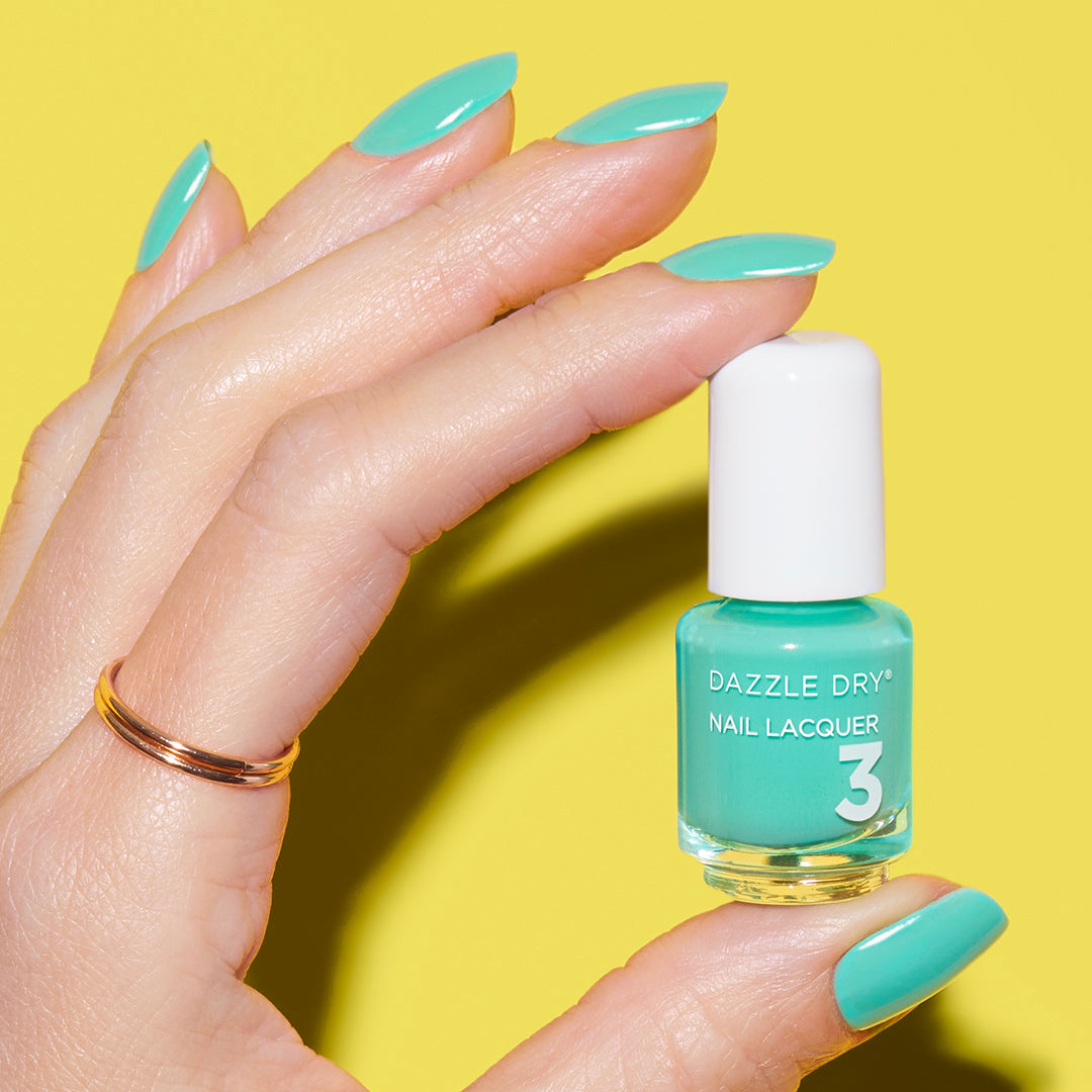 Hand Holding Mini Size Coastal Cabana Lacquer Painted on the nails