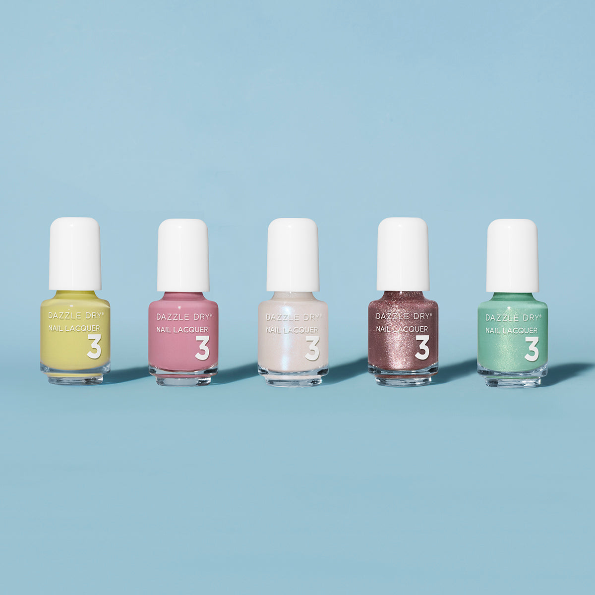 Handpicked Mini Flight from Dazzle Dry. Fresh Squeezed Mini Lacquer, Picking Peonies Mini Lacquer, Artisan Mini Lacquer, Out N' About Mini Lacquer, In Season Mini Lacquer