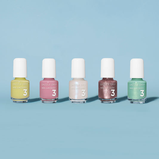 Handpicked Mini Flight from Dazzle Dry. Fresh Squeezed Mini Lacquer, Picking Peonies Mini Lacquer, Artisan Mini Lacquer, Out N' About Mini Lacquer, In Season Mini Lacquer