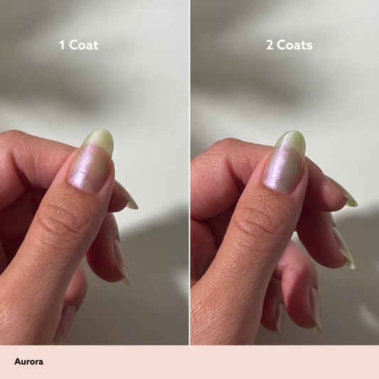 Aurora by Dazzle Dry Lacquer Painted One Coat vs. 2 Coats