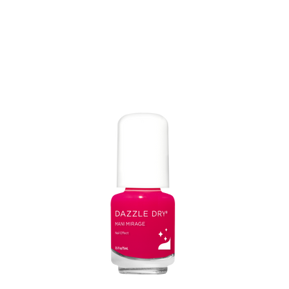 Pink nail polish bottle with 'DAZZLE DRY' label on a white background