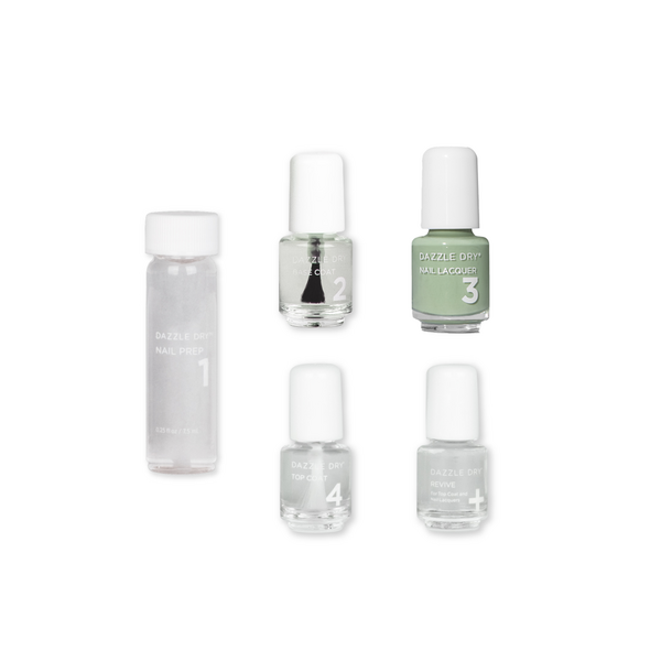 Cardigan Mini Kit - Mini Nail Prep Bottle, Mini Base Coat Bottle, Mini Cardigan Nail Lacquer Bottle, Mini Top Coat Bottle, Mini Revive Bottle