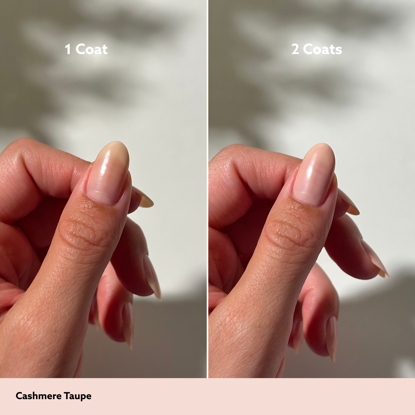 Cashmere Taupe by Dazzle Dry Lacquer Painted One Coat vs. 2 Coats