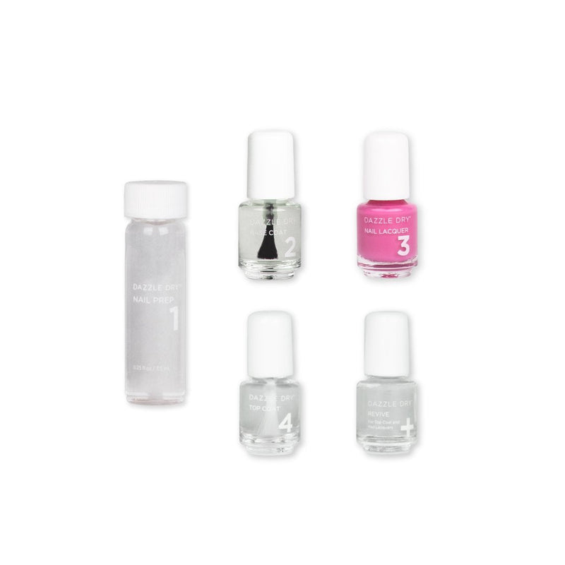 Cherry Parfait Mini Kit - Mini Nail Prep Bottle, Mini Base Coat Bottle, Cherry Parfait Mini Nail Lacquer Bottle, Mini Top Coat Bottle, Mini Revive Bottle