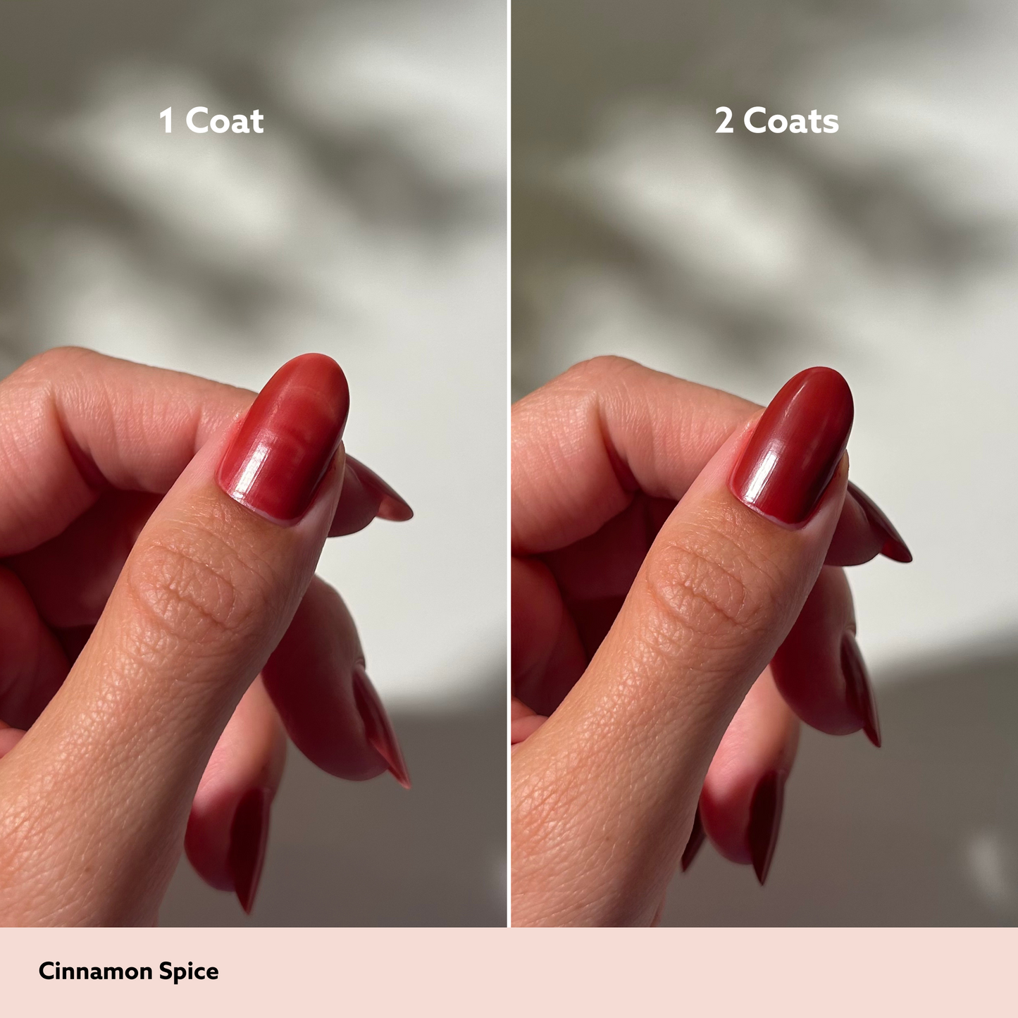 Cinnamon Spice by Dazzle Dry Lacquer Painted One Coat vs. 2 Coats