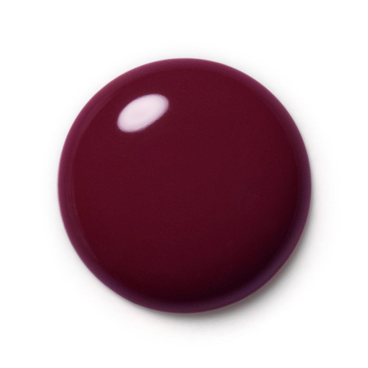 A glossy, deep burgundy circular color swatch on a clean white background.