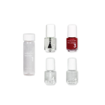 Fast Track Cherry Mini Kit - Mini Nail Prep Bottle, Mini Base Coat Bottle, Fast Track Cherry Mini Nail Lacquer Bottle, Mini Top Coat Bottle, Mini Revive Bottle