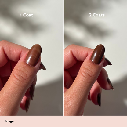 Fringe by Dazzle Dry Lacquer Painted One Coat vs. 2 Coats