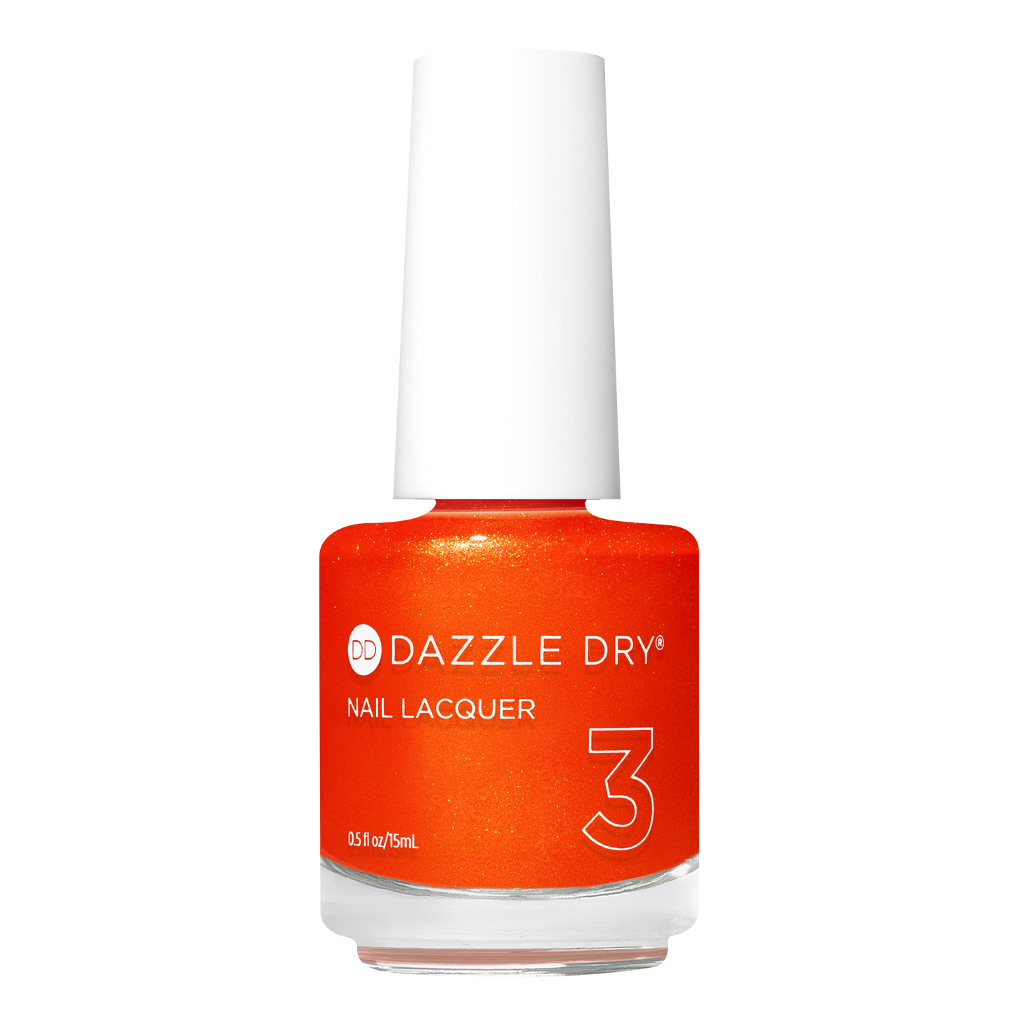 Dazzle Dry nail polish bottle with orange color on a white background