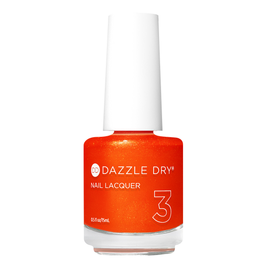 Dazzle Dry nail polish bottle with orange color on a white background
