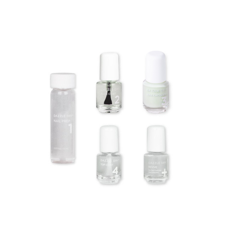 Honeydew Mini Kit - Mini Nail Prep Bottle, Mini Base Coat Bottle, Honeydew Mini Nail Lacquer Bottle, Mini Top Coat Bottle, Mini Revive Bottle