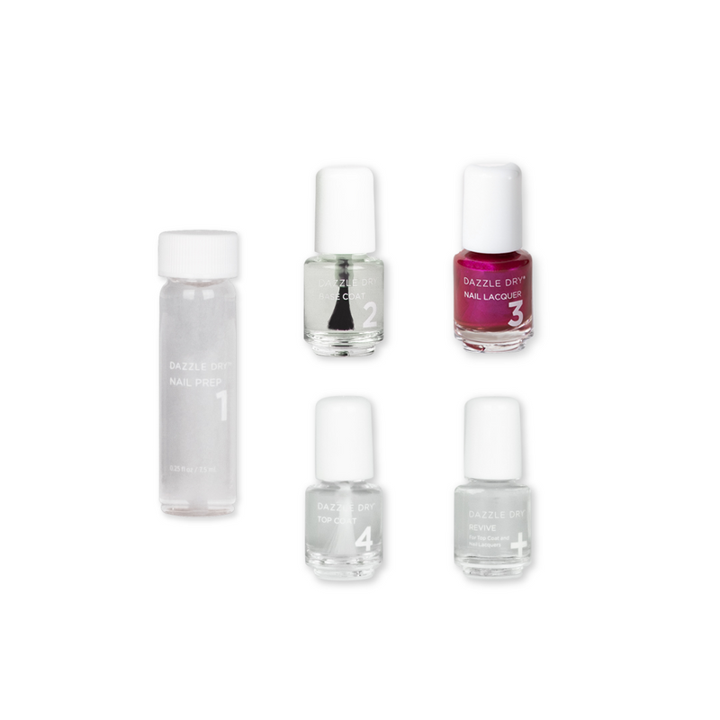 Kaleidoscope Mini Kit -Mini Nail Prep Bottle, Mini Base Coat Bottle, Kaleidoscope Mini Nail Lacquer Bottle, Mini Top Coat Bottle, Mini Revive Bottle