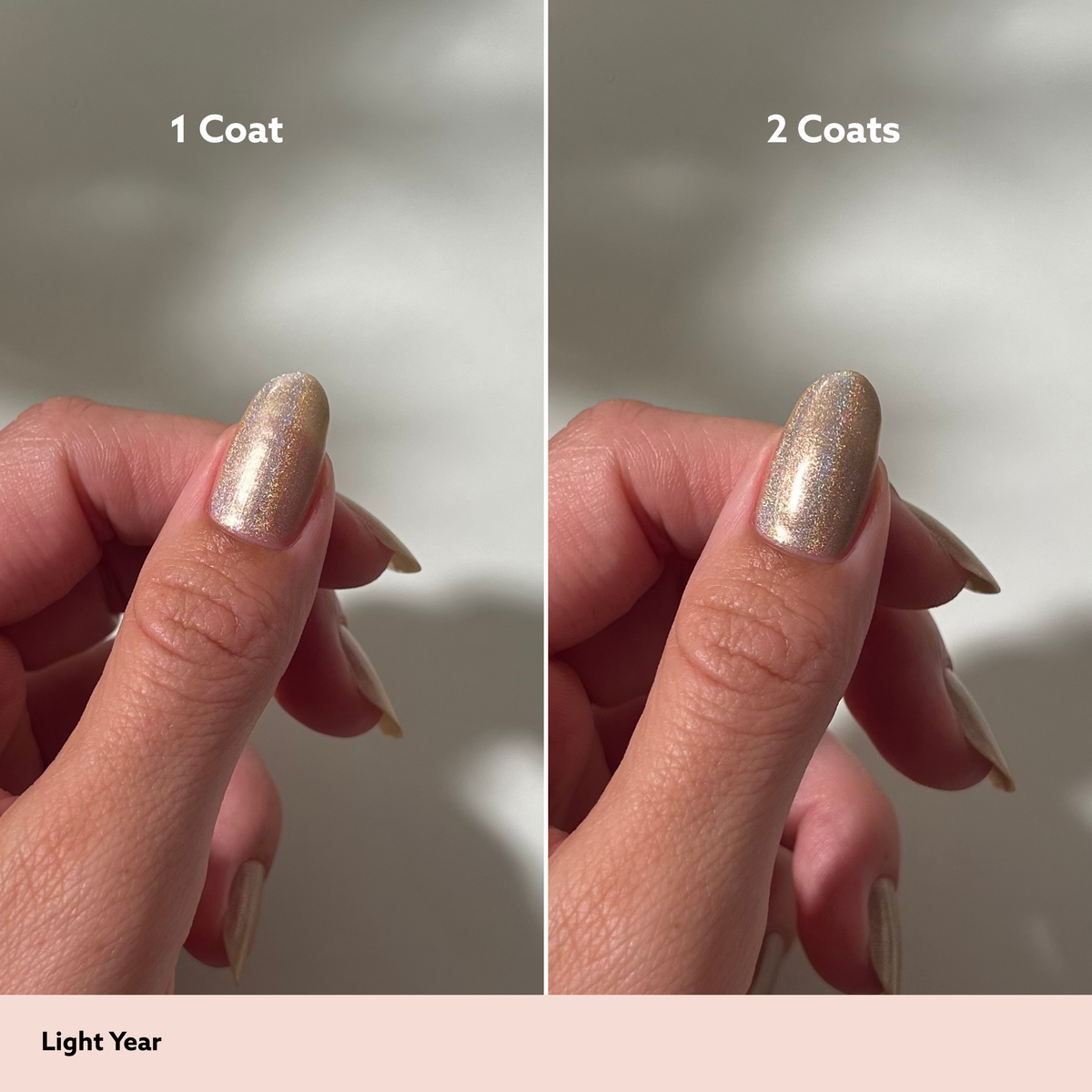 Light Year by Dazzle Dry Lacquer Painted One Coat vs. 2 Coats