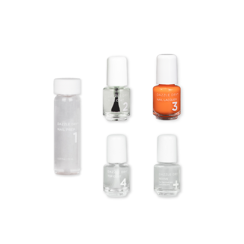 Rebel Mini Kit - Mini Nail Prep Bottle, Mini Base Coat Bottle, Rebel Mini Nail Lacquer Bottle, Mini Top Coat Bottle, Mini Revive Bottle