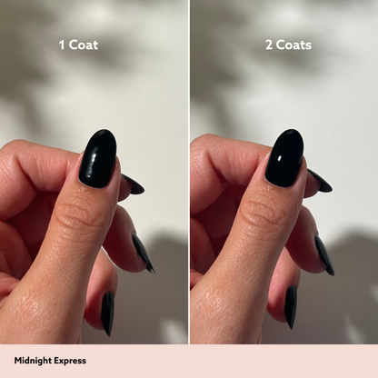 Midnight Express by Dazzle Dry Lacquer Painted One Coat vs. 2 Coats