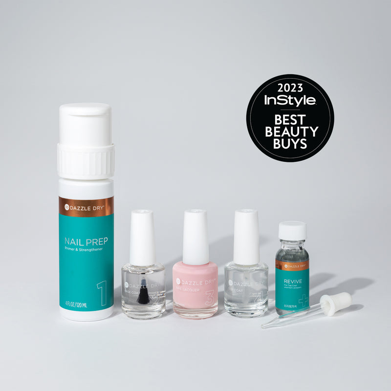 Mind Your Mani System Kit - Nail Prep Bottle, Base Coat Bottle, Mind Your Mani Nail Lacquer Bottle, Top Coat Bottle, Revive Bottle