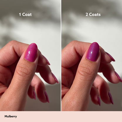 Mulberry by Dazzle Dry Lacquer Painted One Coat vs. 2 Coats