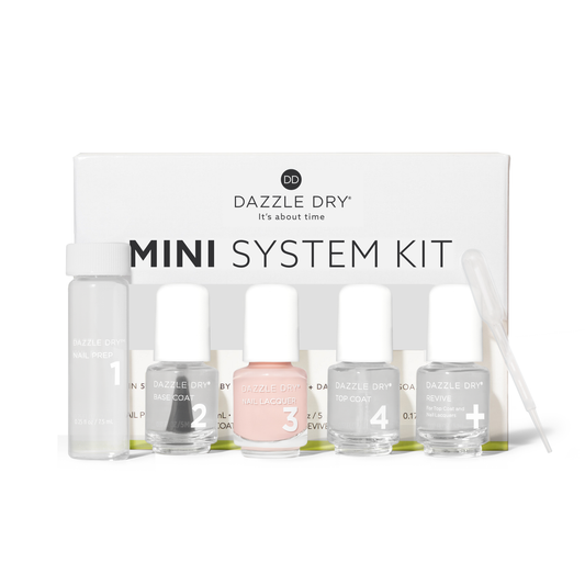 Not Quite Nude Mini Kit - Mini Nail Prep Bottle, Mini Base Coat Bottle, Not Quite Nude Mini Nail Lacquer Bottle, Mini Top Coat Bottle, Mini Revive Bottle