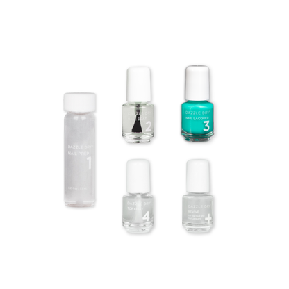 Palm Springs Mini Kit - Mini Nail Prep Bottle, Mini Base Coat Bottle, Palm Springs Mini Nail Lacquer Bottle, Mini Top Coat Bottle, Mini Revive Bottle