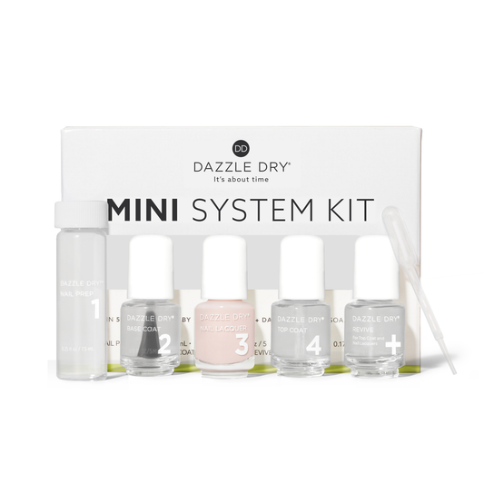 Rose Quartz Mini Kit - Mini Nail Prep Bottle, Mini Base Coat Bottle, Rose Quartz Mini Nail Lacquer Bottle, Mini Top Coat Bottle, Mini Revive Bottle