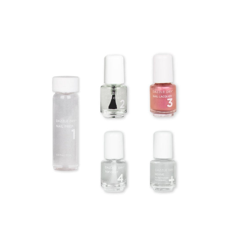 Rose Princess Mini Kit - Mini Nail Prep Bottle, Mini Base Coat Bottle, Rose Princess Mini Nail Lacquer Bottle, Mini Top Coat Bottle, Mini Revive Bottle