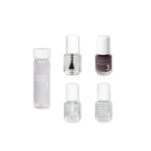 Rum Raisin Mini Kit - Mini Nail Prep Bottle, Mini Base Coat Bottle, Rum Raisin Mini Nail Lacquer Bottle, Mini Top Coat Bottle, Mini Revive Bottle