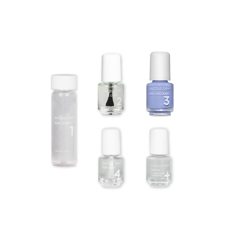 Sail Away Mini Kit - Mini Nail Prep Bottle, Mini Base Coat Bottle, Mini Sail Away Nail Lacquer Bottle, Mini Top Coat Bottle, Mini Revive Bottle