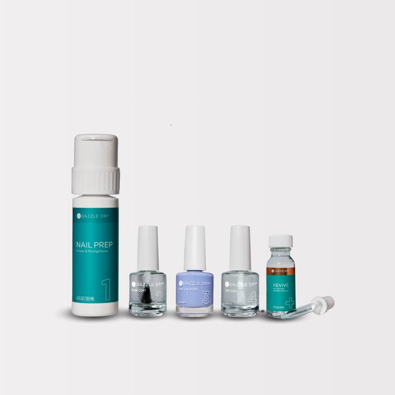 Sail Away System Kit - Nail Prep Bottle, Base Coat Bottle, Sail Away Lacquer Bottle, Top Coat Bottle, Revive Bottle 