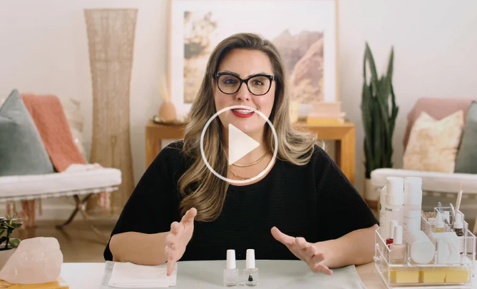 Thumbnail of Silva demonstrating step 2: Dazzle Dry Base Coat with play button overlay.