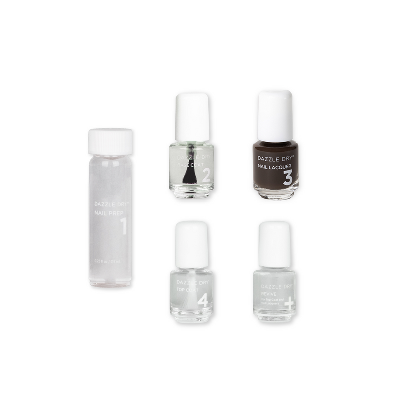 Sequoia Mini Kit - Mini Nail Prep Bottle, Mini Base Coat Bottle, Sequoia Mini Nail Lacquer Bottle, Mini Top Coat Bottle, Mini Revive Bottle