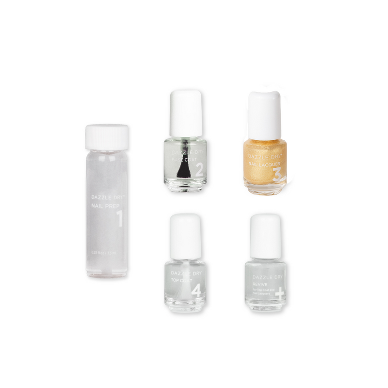 Stargazer Mini Kit - Mini Nail Prep Bottle, Mini Base Coat Bottle, Stargazer Mini Nail Lacquer Bottle, Mini Top Coat Bottle, Mini Revive Bottle