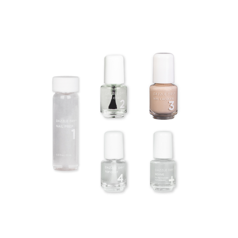 Textbook Mini Kit - Mini Nail Prep Bottle, Mini Base Coat Bottle, Textbook Mini Nail Lacquer Bottle, Mini Top Coat Bottle, Mini Revive Bottle