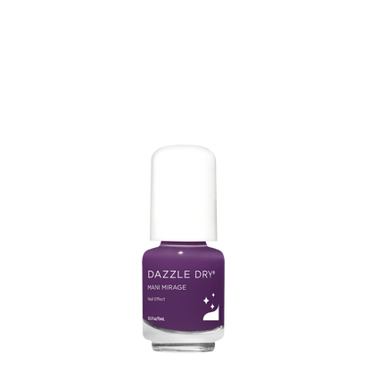 Purple nail polish bottle with 'Dazzle Dry' label on a white background