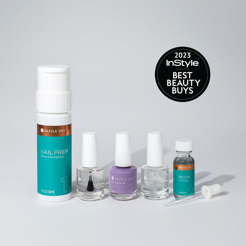 Week In Provence System Kit - Nail Prep Bottle, Base Coat Bottle, Week In Provence Nail Lacquer Bottle, Top Coat Bottle, Revive Bottle, Dropper