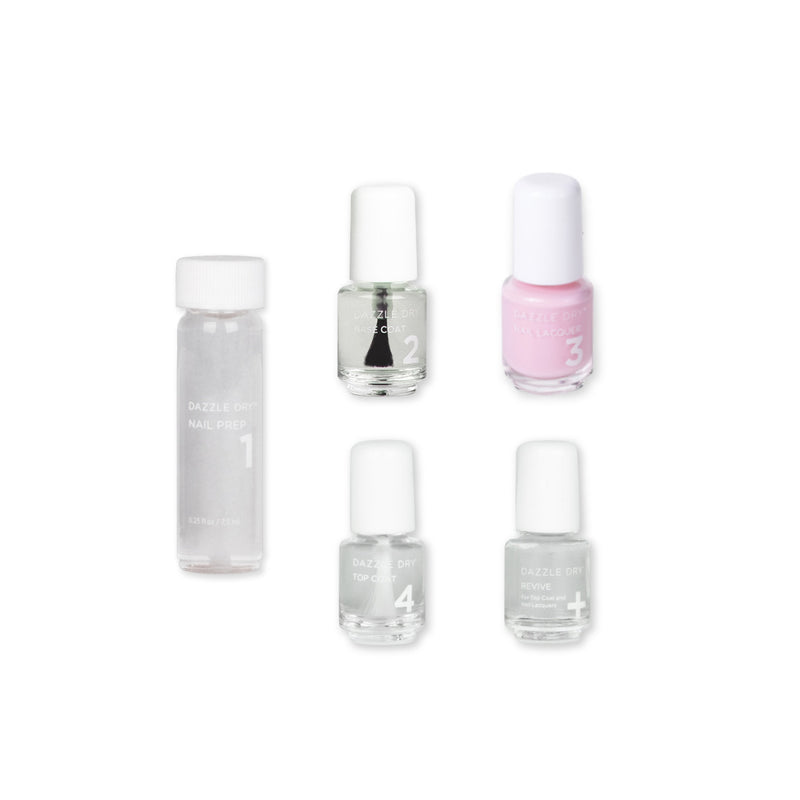 XOXO Mini Kit - Mini Nail Prep Bottle, Mini Base Coat Bottle, XOXO Mini Nail Lacquer Bottle, Mini Top Coat Bottle, Mini Revive Bottle