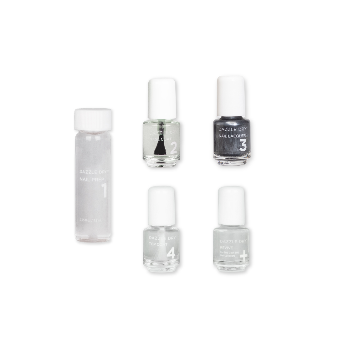 Bold Mini Kit - Mini Nail Prep Bottle, Mini Base Coat Bottle, Bold Mini Nail Lacquer Bottle, Mini Top Coat Bottle, Mini Revive Bottle