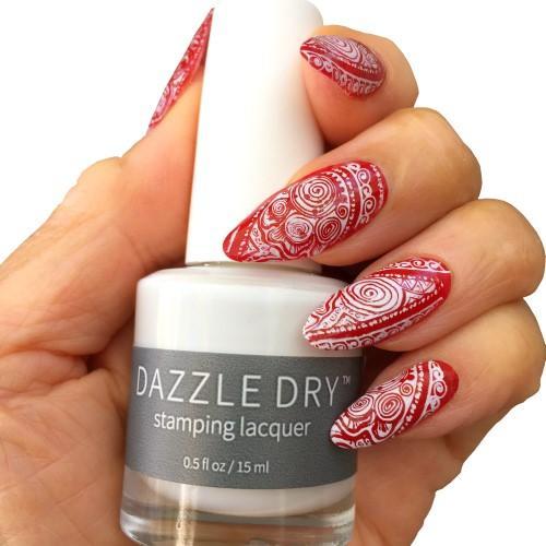 White Nail Stamping Lacquer - Dazzle Dry